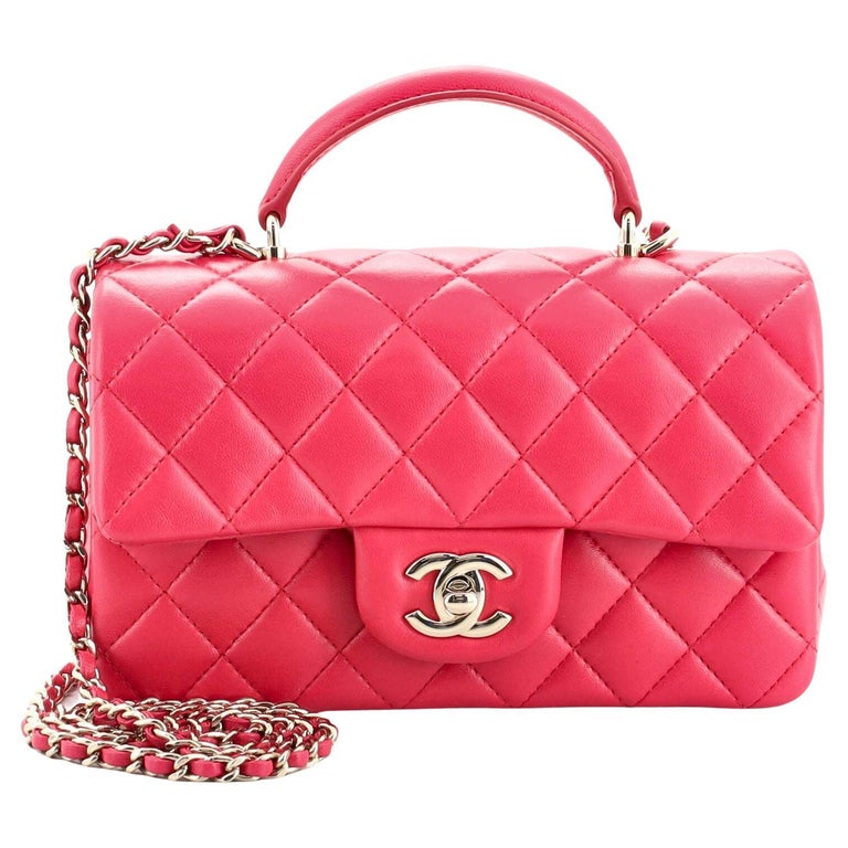 Chanel Classic Single Flap Top Handle Bag Quilted Lambskin Mini at 1stDibs