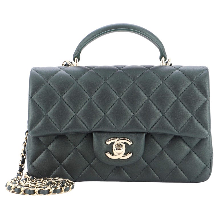Chanel Classic Single Flap Top Handle Bag Quilted Lambskin Mini For