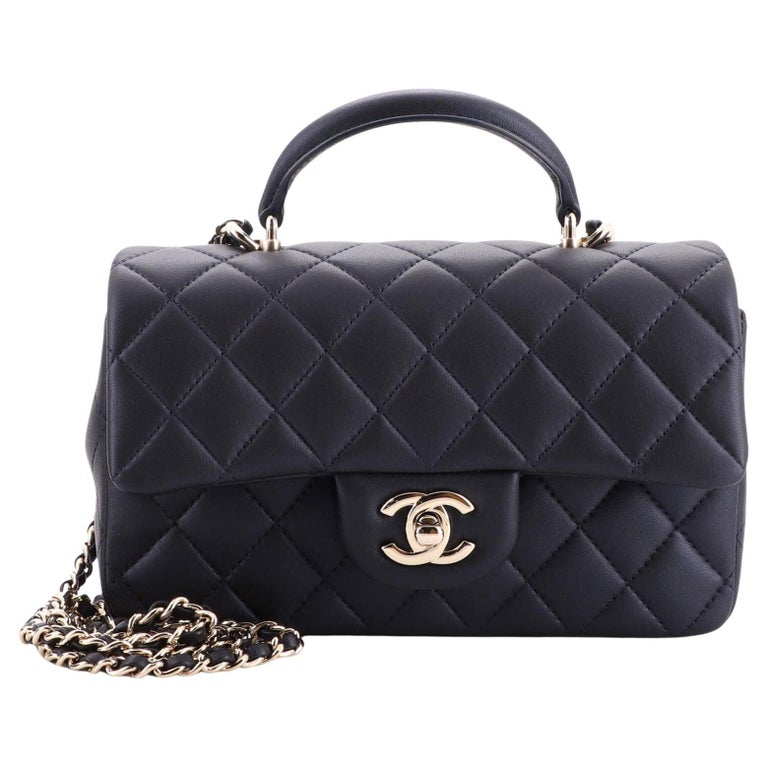 Chanel Classic Single Flap Top Handle Bag Quilted Lambskin Mini at