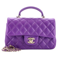 Chanel Classic Single Flap Top Handle Bag Quilted Lambskin Mini
