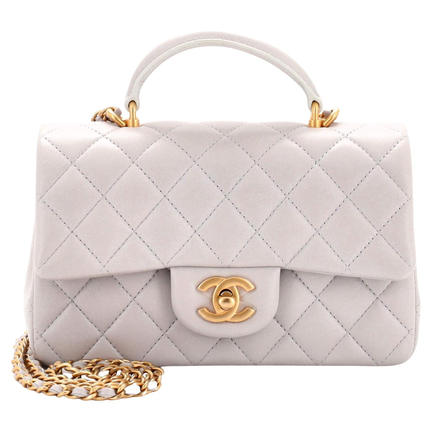 Chanel Classic Single Flap Top Handle Bag Quilted Lambskin Mini For Sale at  1stDibs