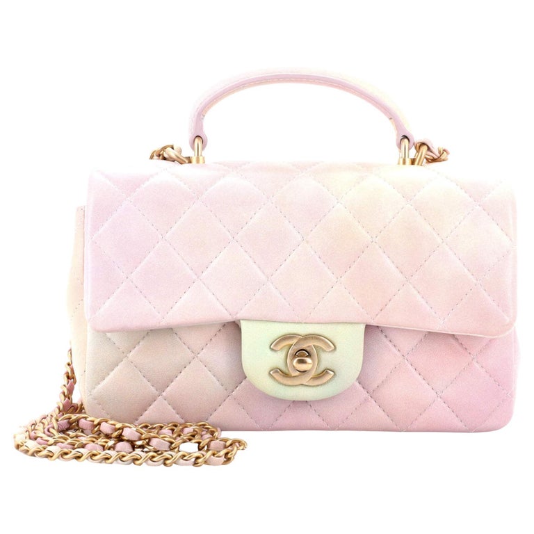 Chanel Classic Single Flap Top Handle Bag Quilted Ombre Lambskin Mini