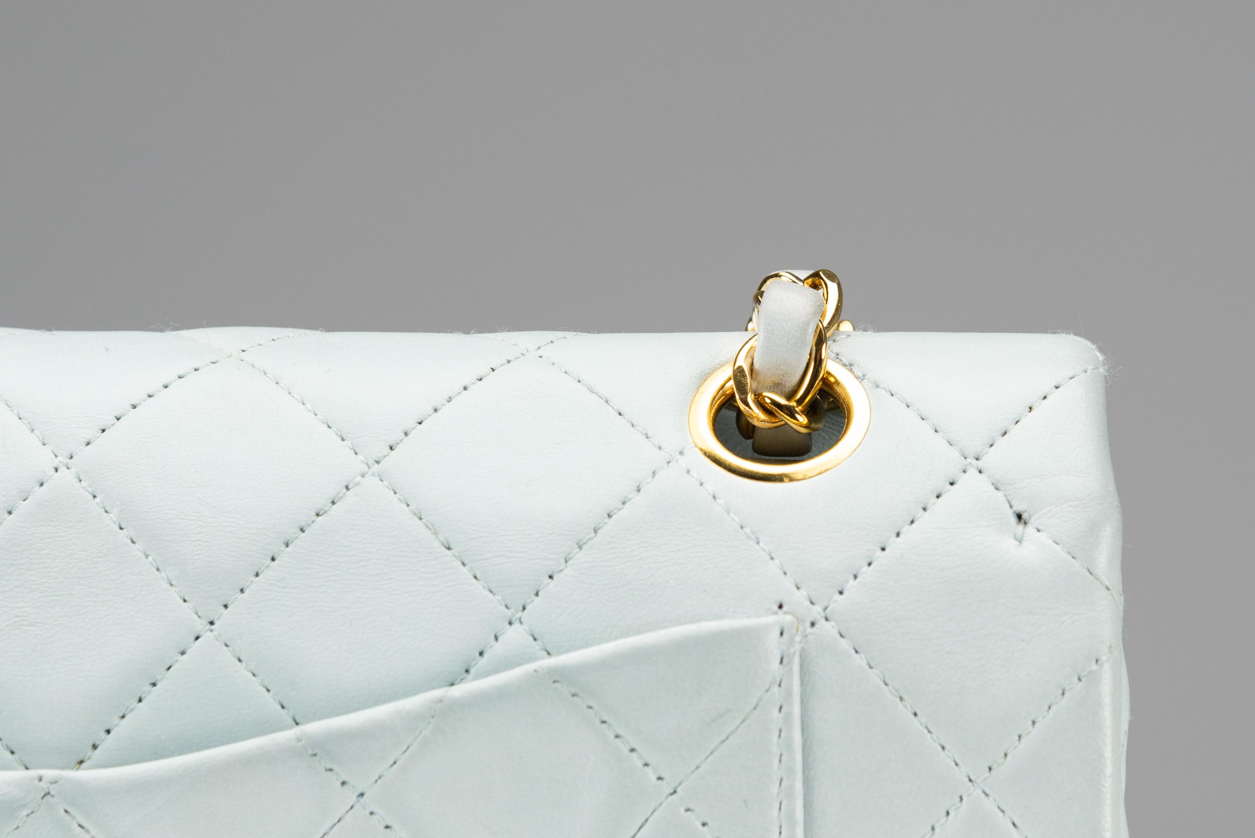 Chanel Classic Small Baby Blue RARE 24k GHW Lambskin For Sale 6