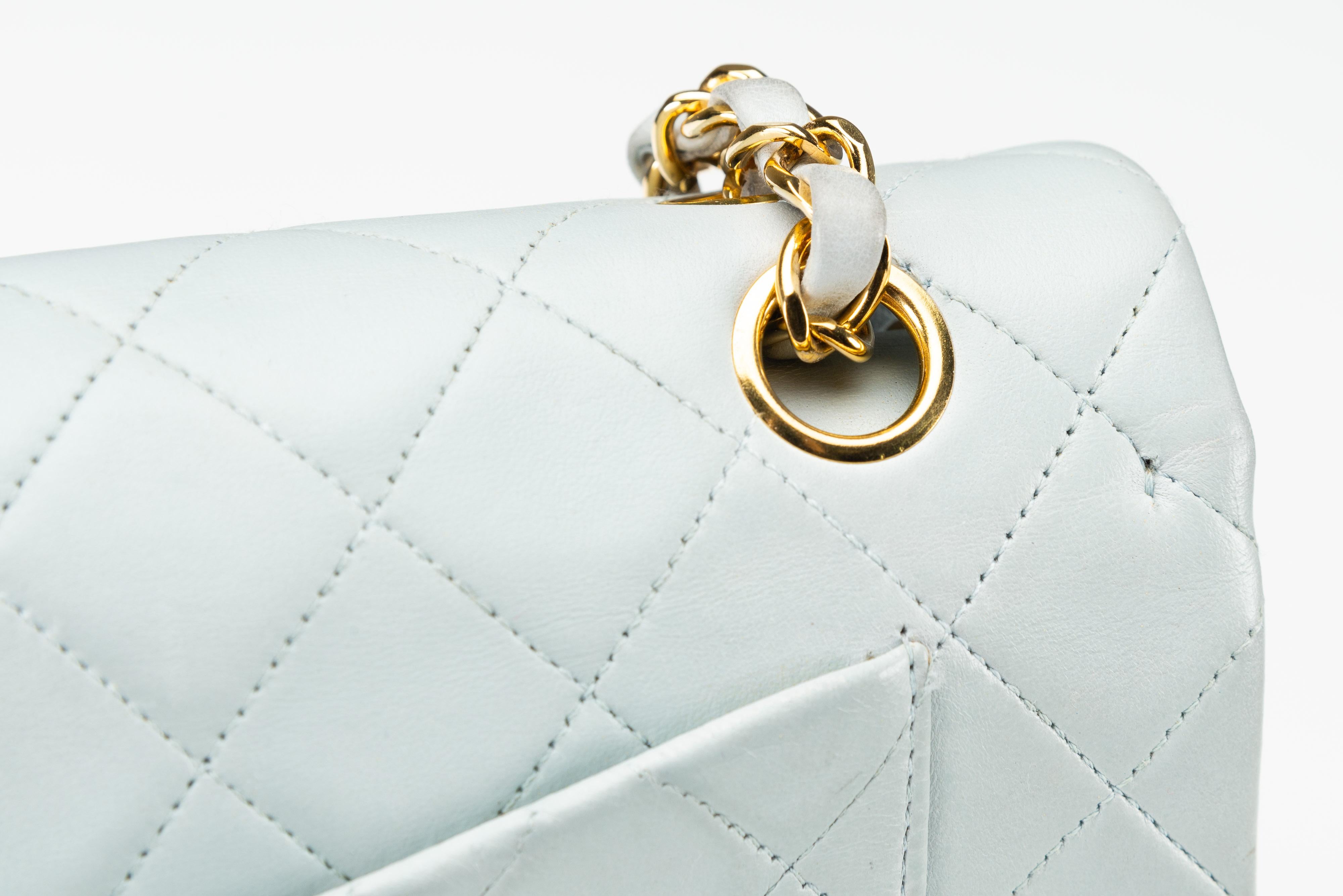Chanel Classic Small Baby Blue RARE 24k GHW Lambskin For Sale 2