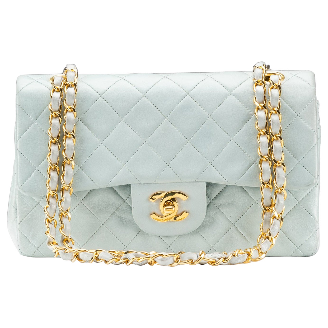 Chanel Classic Klein Baby Blau RARE 24k GHW Lammfell