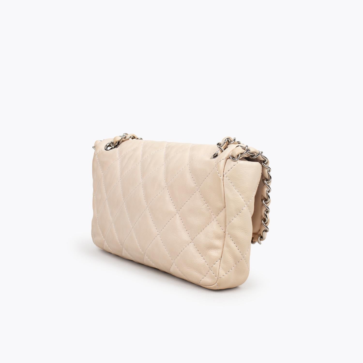 Beige Chanel Classic Soft Single Flap Bag For Sale