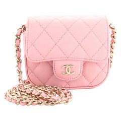 Chanel Classic Square Flap Clutch with Chain Quilted Caviar Mini