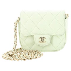 Chanel Classic Square Flap Clutch with Chain Quilted Caviar Mini