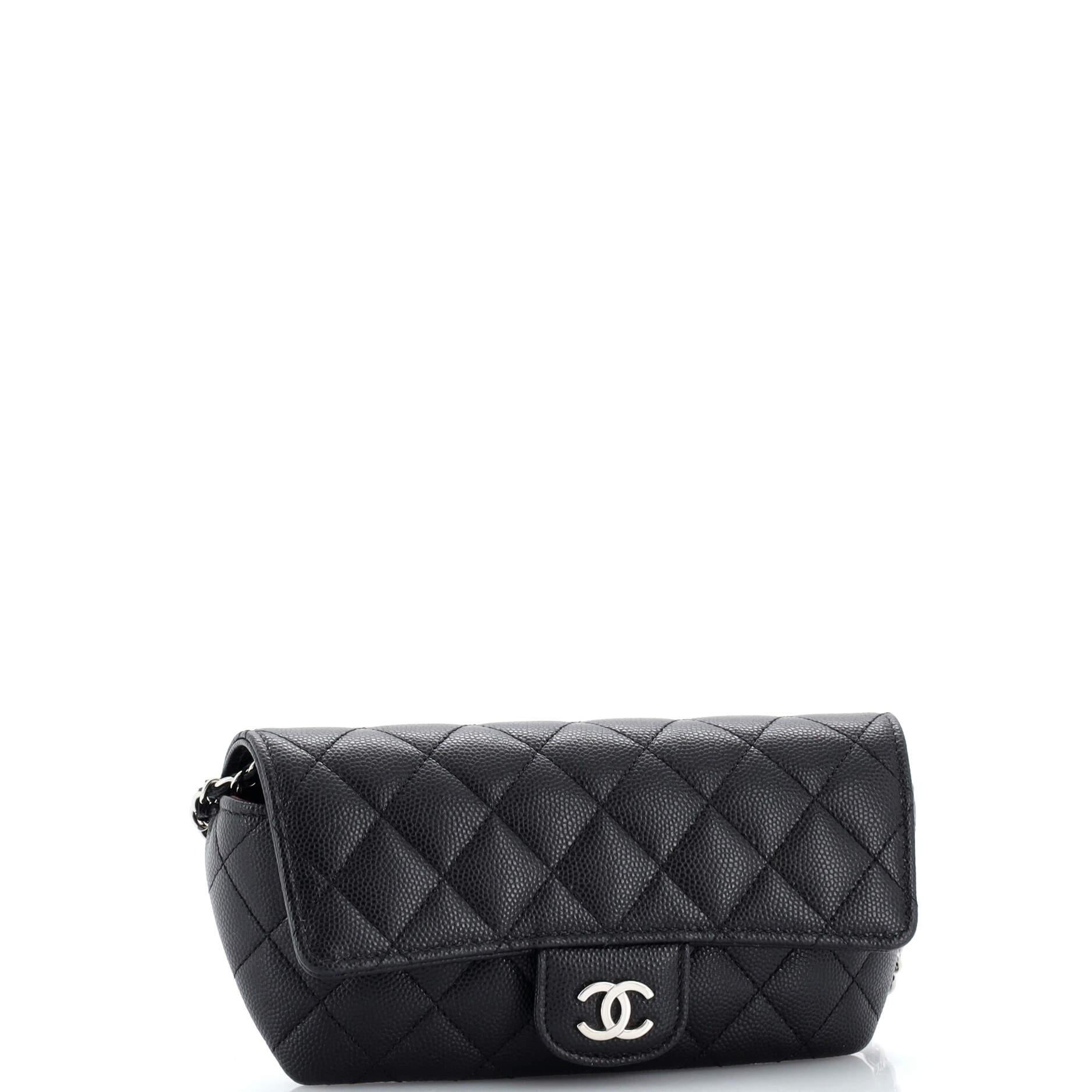 Chanel Classic Sunglasses Case with Chain Quilted Caviar In Good Condition In NY, NY