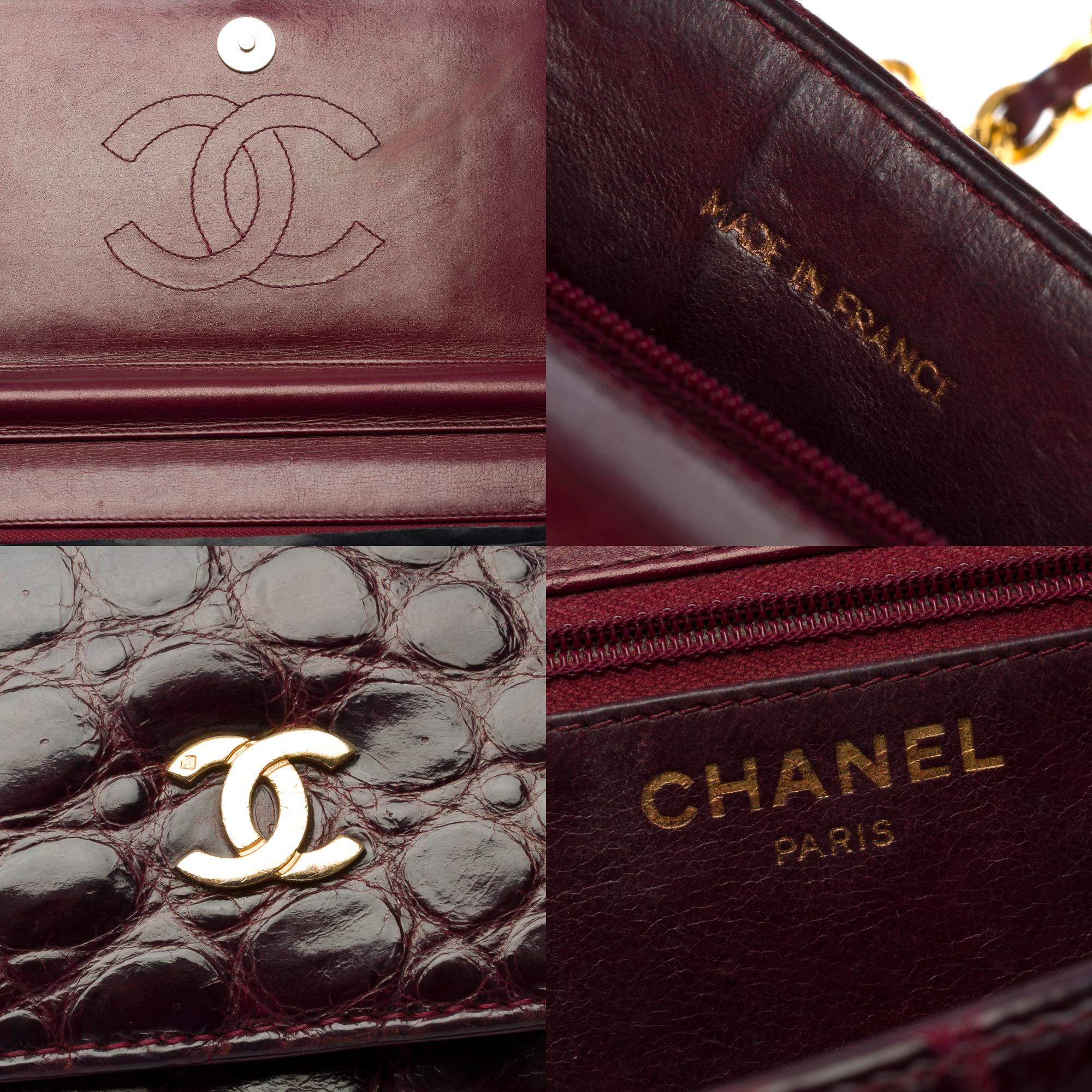 Chanel Classic shoulder flap bag in Mississippiensis burgundy  leather , GHW 4