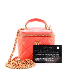 Chanel Classic Top Handle Vanity Case with Chain Quilted Lambskin Mini