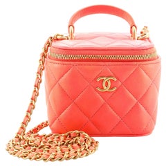 Chanel Classic Top Handle Vanity Case with Chain Quilted Lambskin Mini