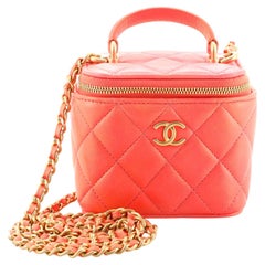 Chanel Classic Top Handle Vanity Case with Chain Quilted Lambskin Mini