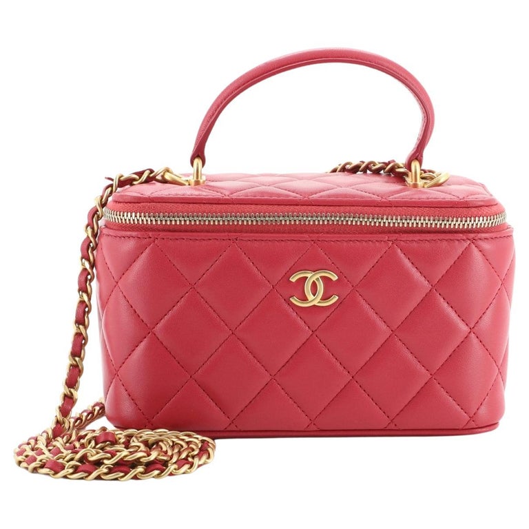 Chanel Classic Top Handle Vanity Case with Chain Quilted Lambskin Small