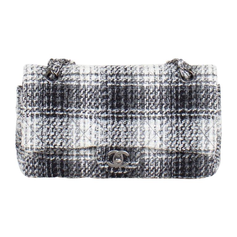 Chanel Classic Tweed Medium Double Flap Bag For Sale