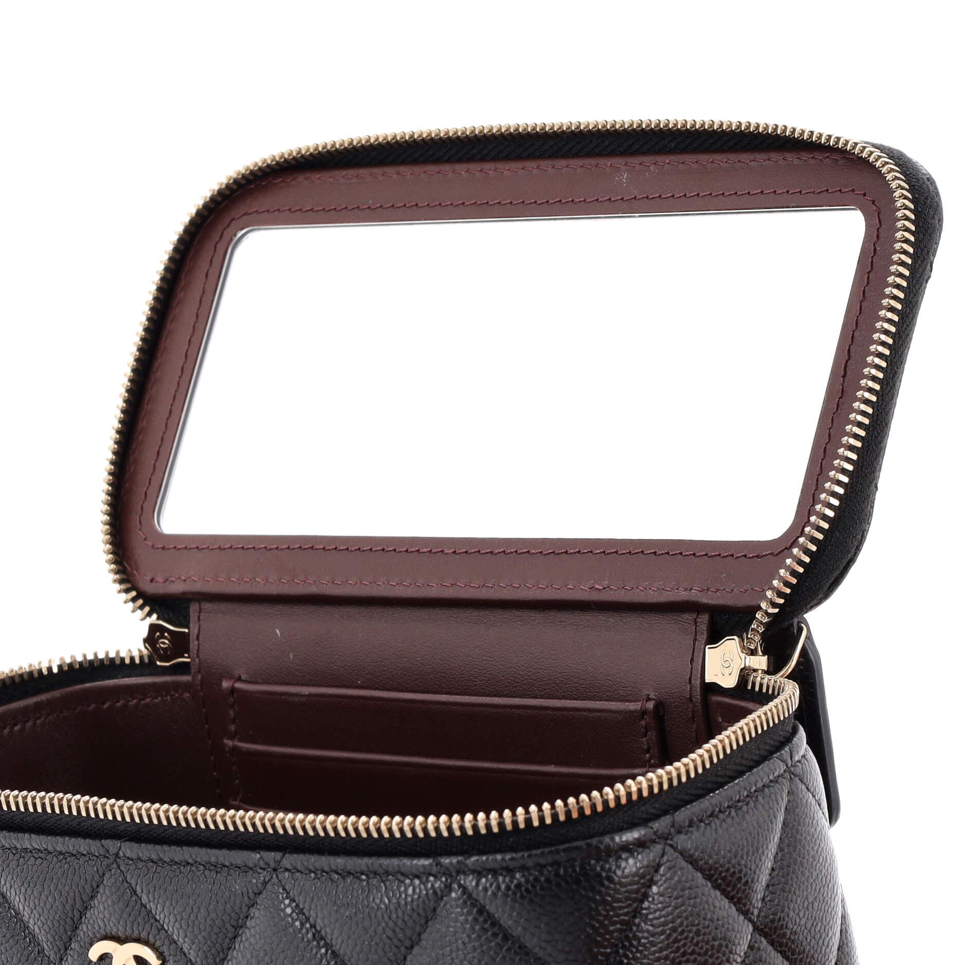 Chanel Classic Vanity Case with Chain Quilted Caviar Small For Sale 2