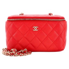 Chanel Classic Vanity Case with Chain Quilted Caviar Small