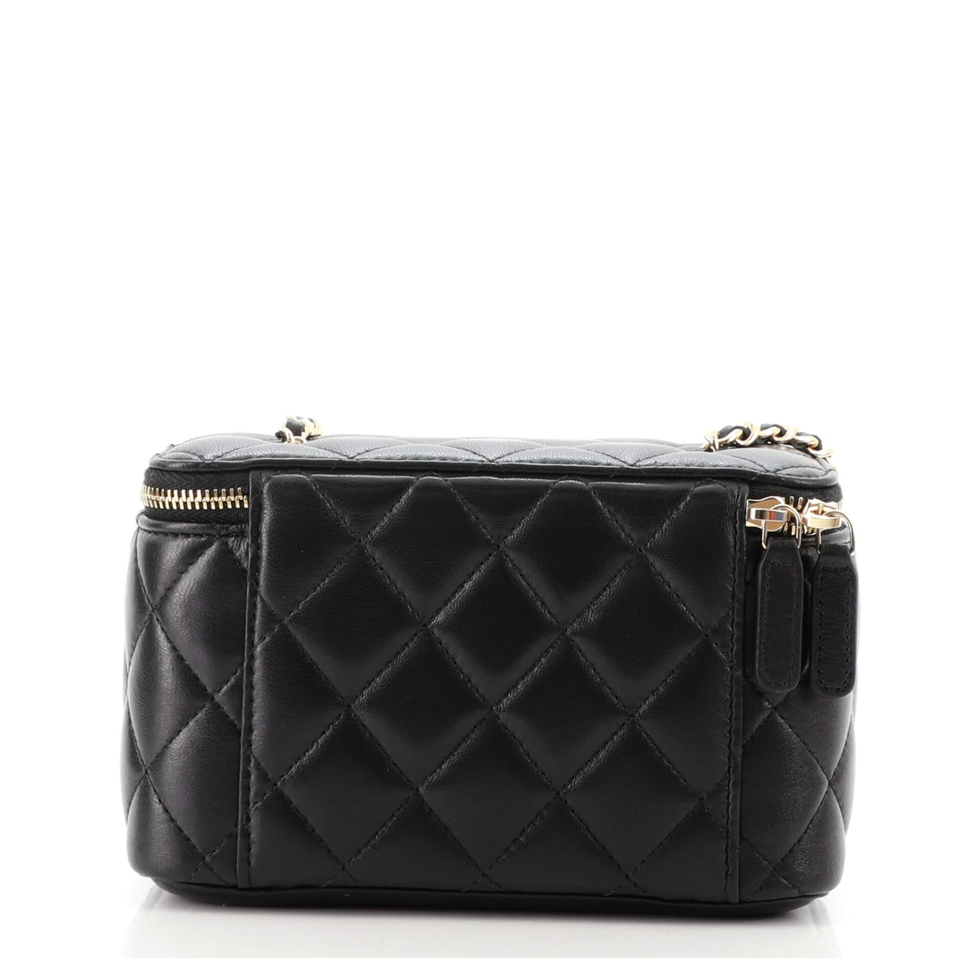 Chanel Classic Vanity Case with Chain Quilted Lambskin Small In Good Condition In NY, NY