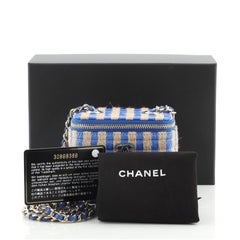 Chanel Classic Vanity Case with Chain Striped Raffia and Jute Mini