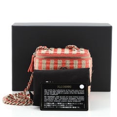 Chanel Classic Vanity Case with Chain Striped Raffia and Jute Mini