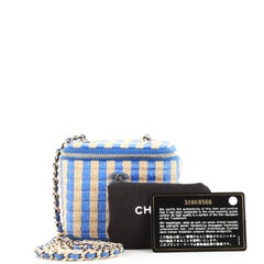 Chanel Classic Vanity Case with Chain Striped Raffia and Jute Mini