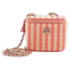 Chanel Classic Vanity Case with Chain Striped Raffia and Jute Mini