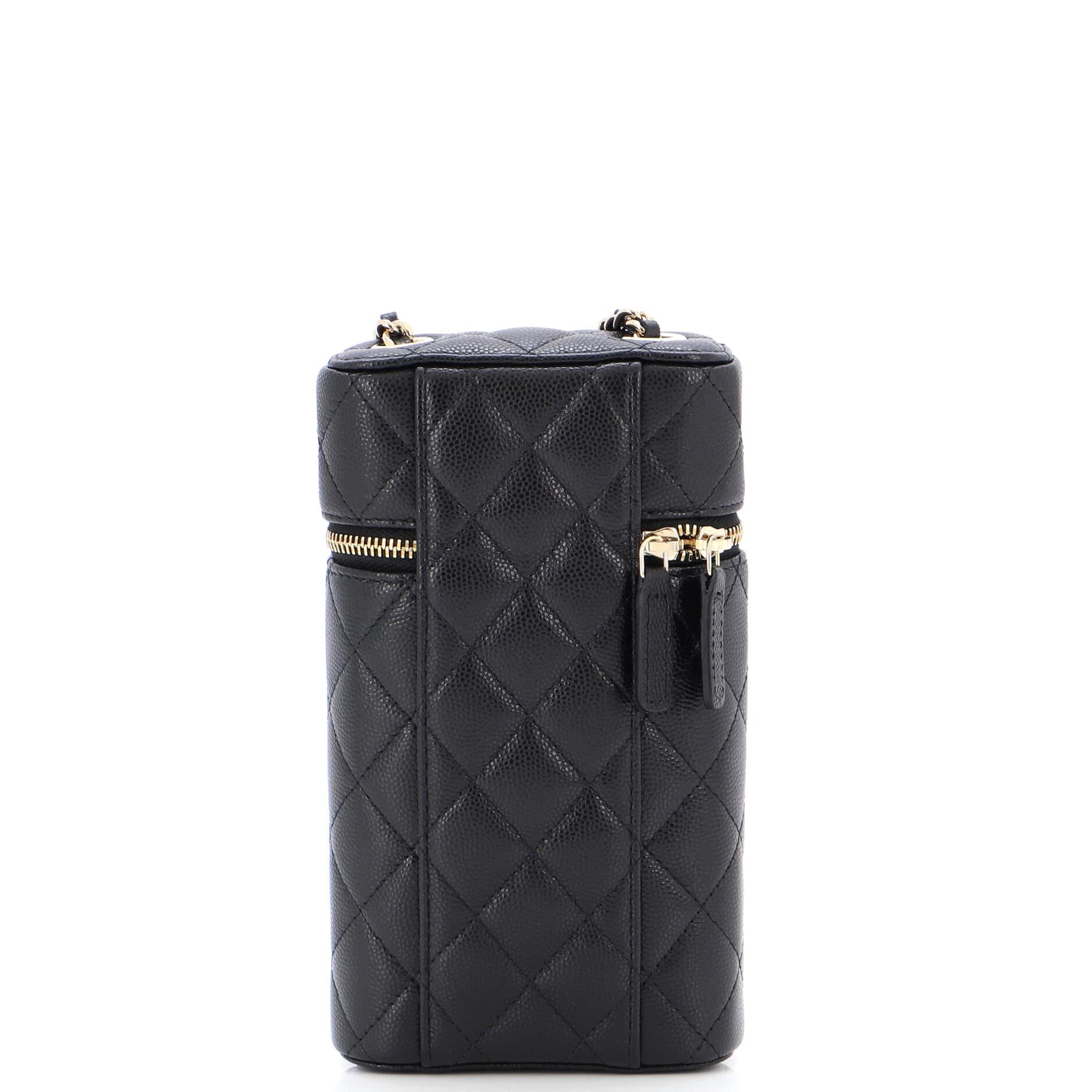 Women's Chanel Classic Vanity Phone Holder with Chain Quilted Caviar