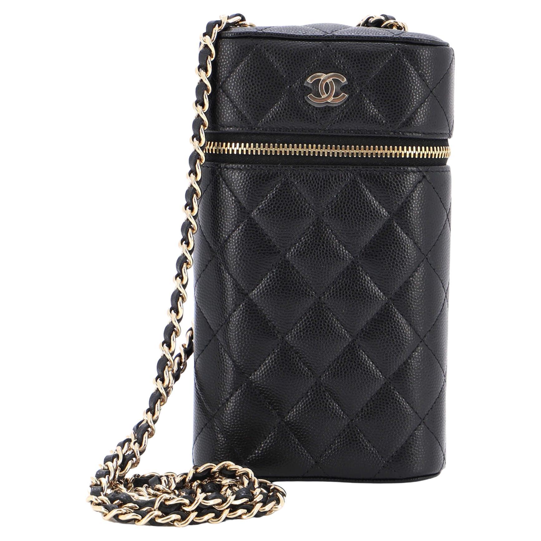 Chanel Classic Vanity Phone Holder with Chain Quilted Caviar at