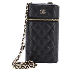 CHANEL black quilted Caviar leather 2022 22B VANITY PHONE HOLDER W CHAIN Bag  at 1stDibs