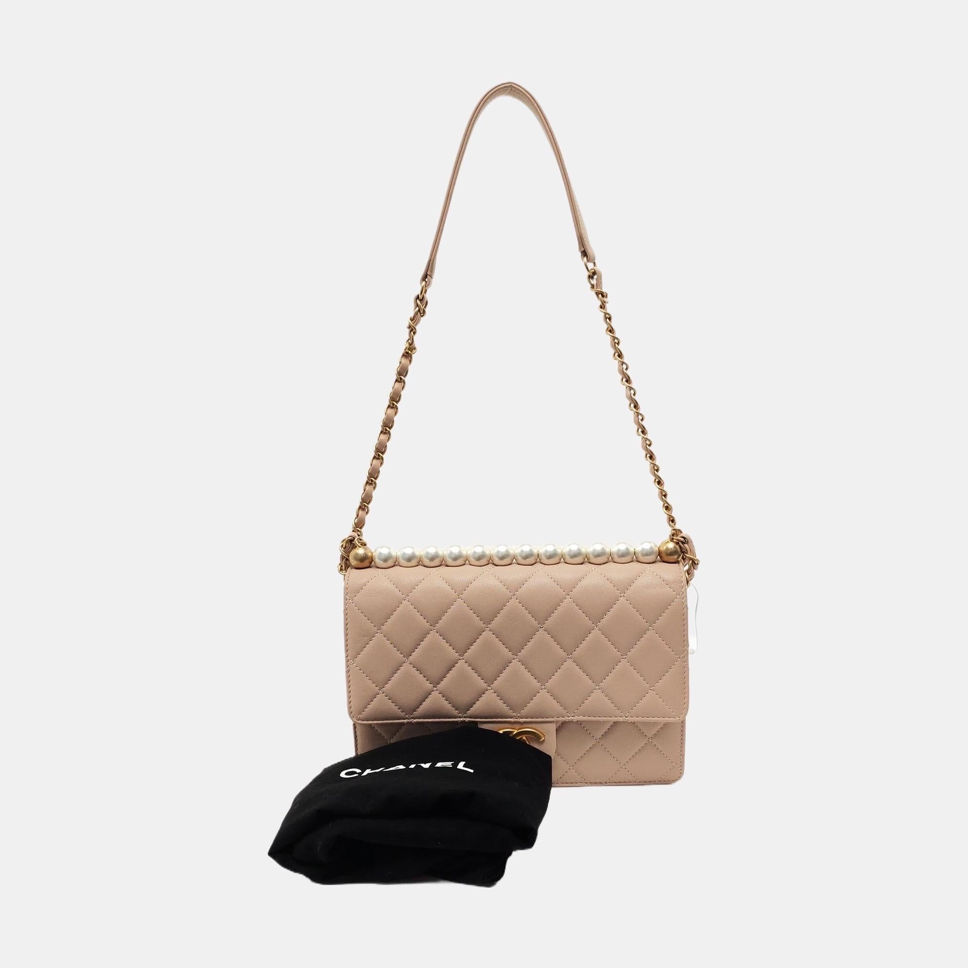Chanel Classic Vertical Pearl Small Light Pink Flap Bag Gold Hardware 5