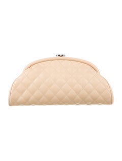 Chanel Classic Vintage Beige CC Diamond Quilted Caviar Timeless Clutch