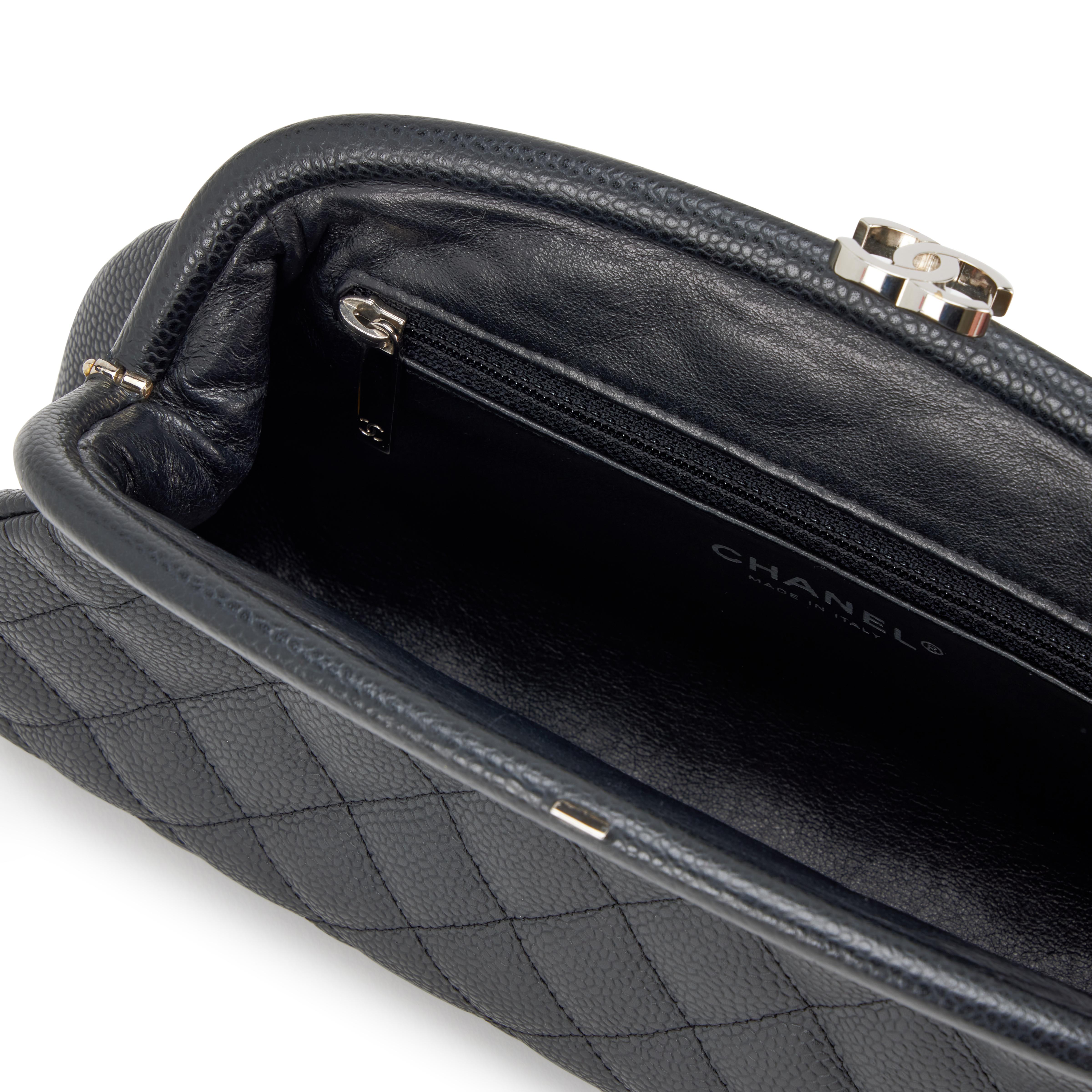 Chanel Classic Vintage Caviar CC Black Diamond Quilted Timeless Clutch Bag For Sale 8