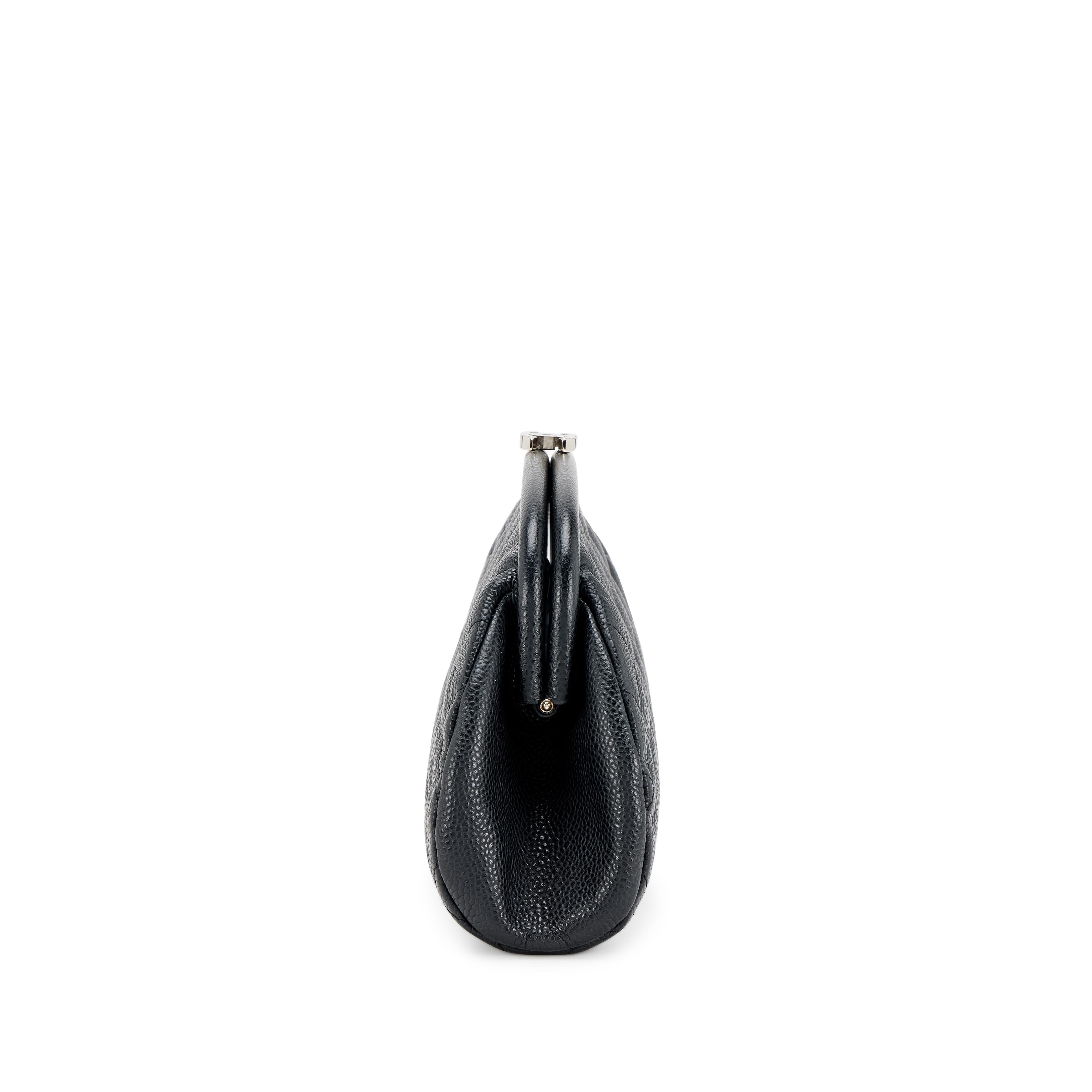 Chanel Classic Vintage Caviar CC Black Diamond Quilted Timeless Clutch Bag For Sale 2
