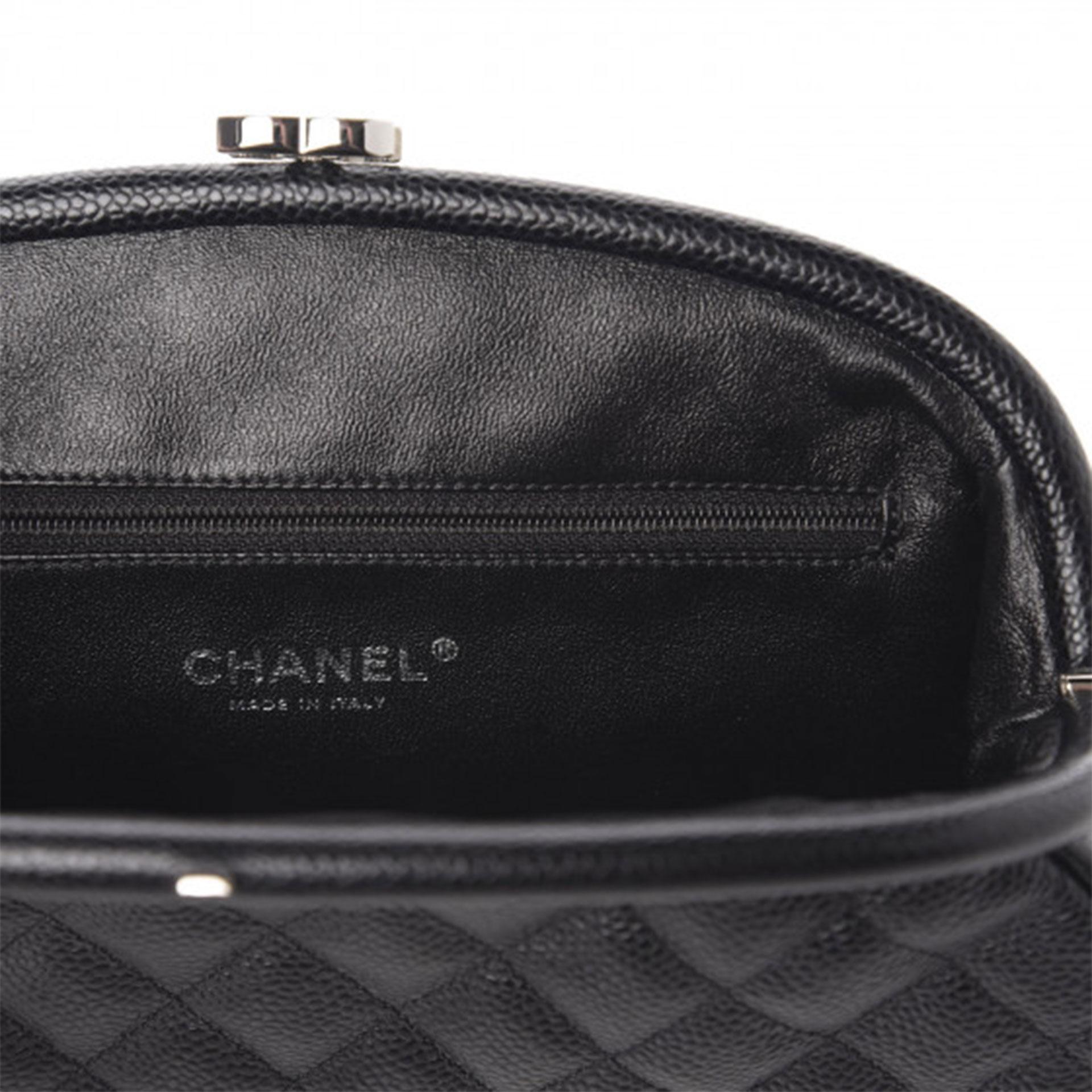 Chanel Classic Vintage Caviar CC Black Diamond Quilted Timeless Clutch For Sale 7