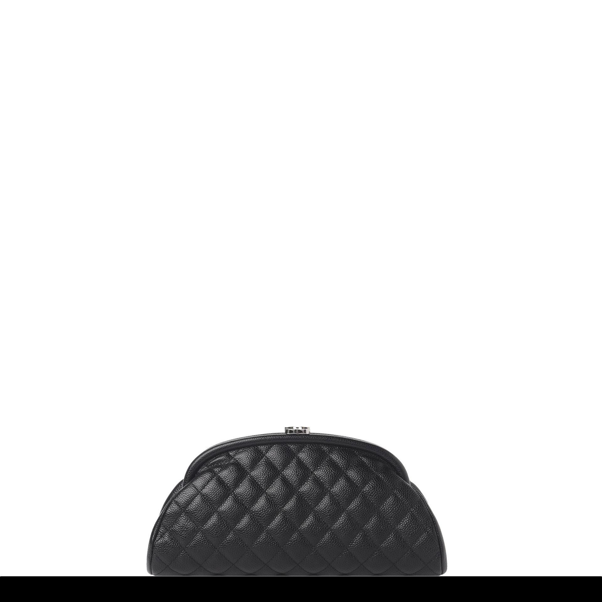 Chanel Classic Vintage Caviar CC Black Diamond Quilted Timeless Clutch For Sale 8