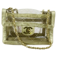 Chanel Classic Vintage Naked Flap Quilted PVC with Gold Leather Shoulder Bag