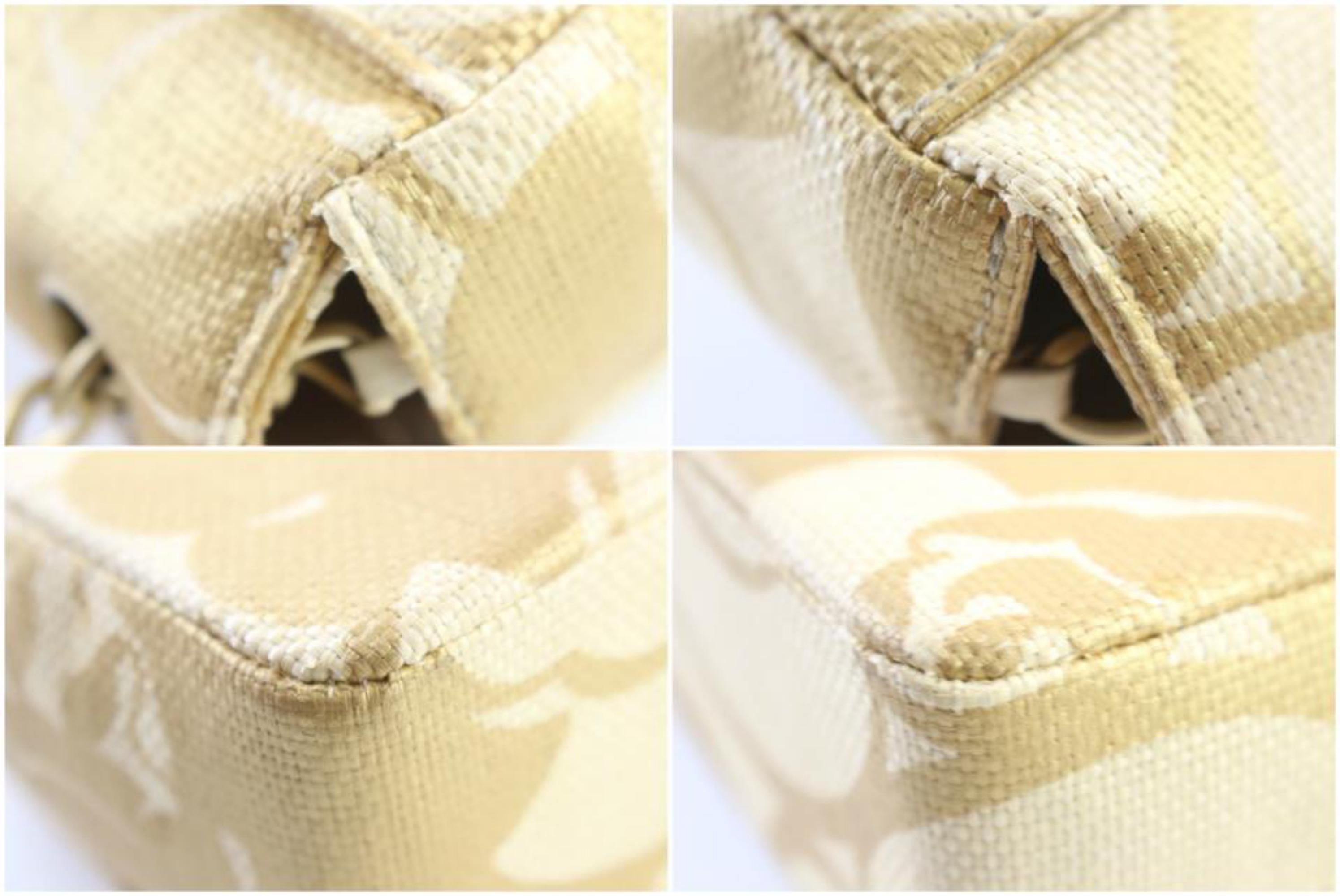 Women's Chanel Classic Woven Camellia 5cr0417 Natural X Gold Raffia Straw Shoulder Bag For Sale