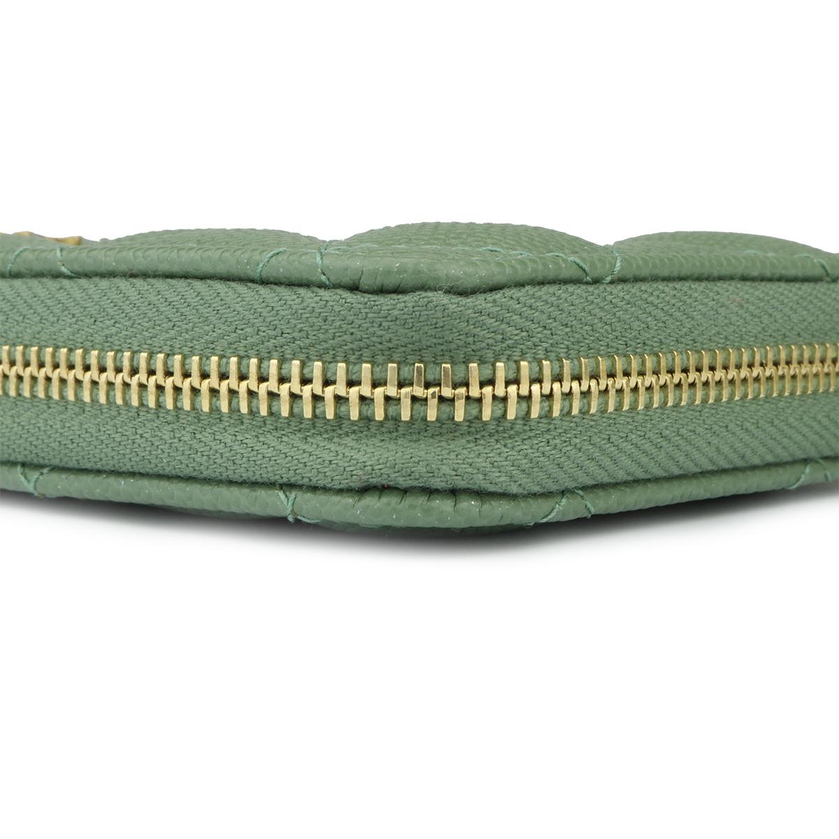 Women's or Men's CHANEL Classic Zipped Wallet Medium Green Caviar Iridescent with Brushed Gold HW