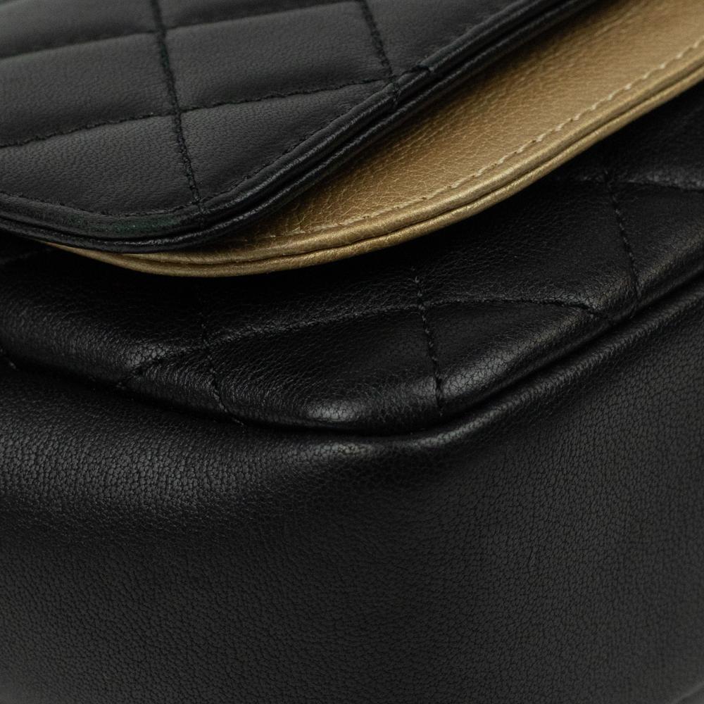 CHANEL, Classique Camélia in black leather For Sale 8