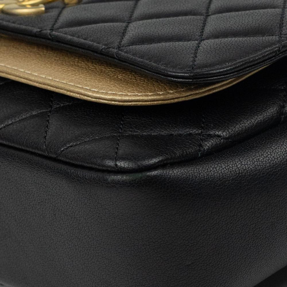 CHANEL, Classique Camélia in black leather For Sale 9