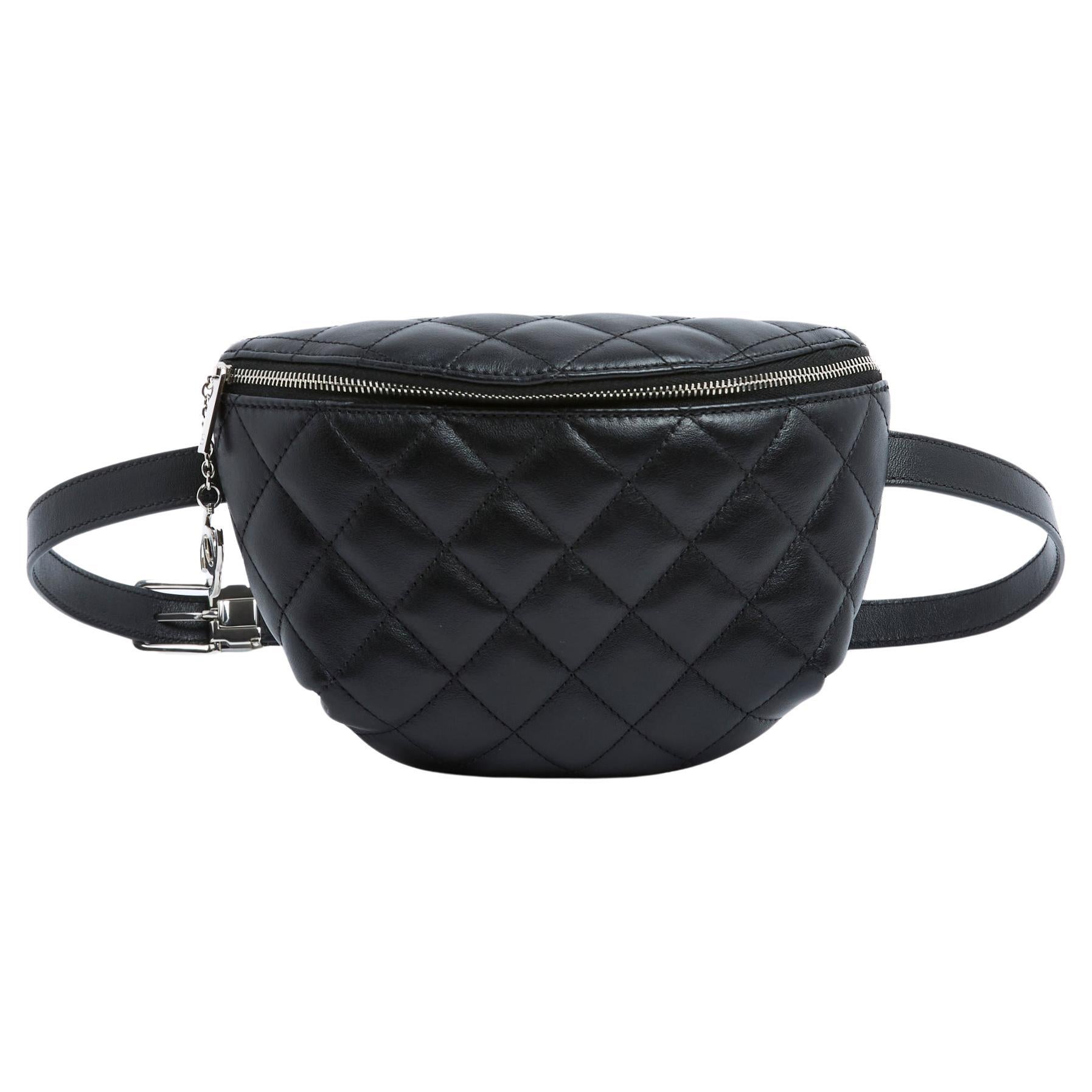 Chanel Classique CC Tasche mit verstellbarem Gürtel aus schwarzem, durchsichtigem Leder im Angebot