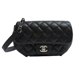 Chanel Classique CC Bag On adjustable Belt Leather Black Turnlock