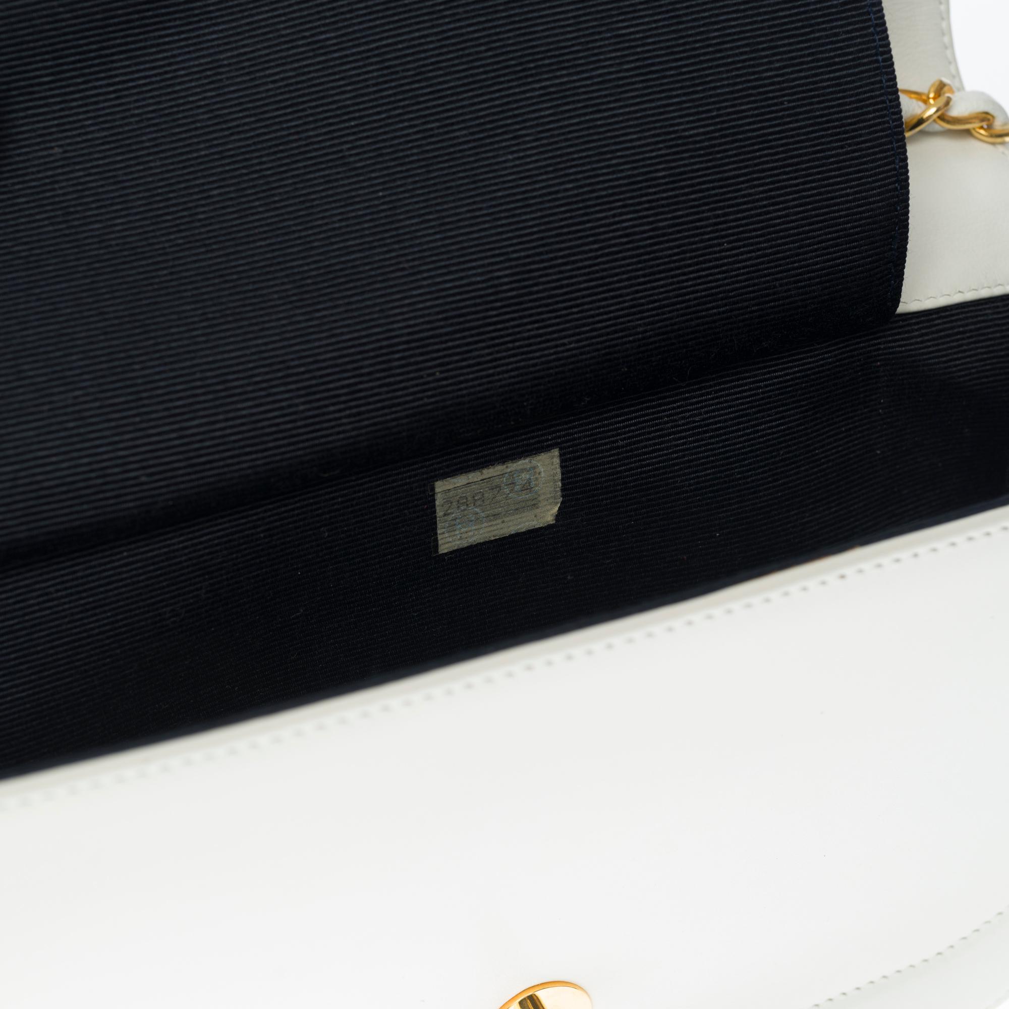 Women's Rare Chanel Classique demi-lune shoulder bag in white lambskin, GHW