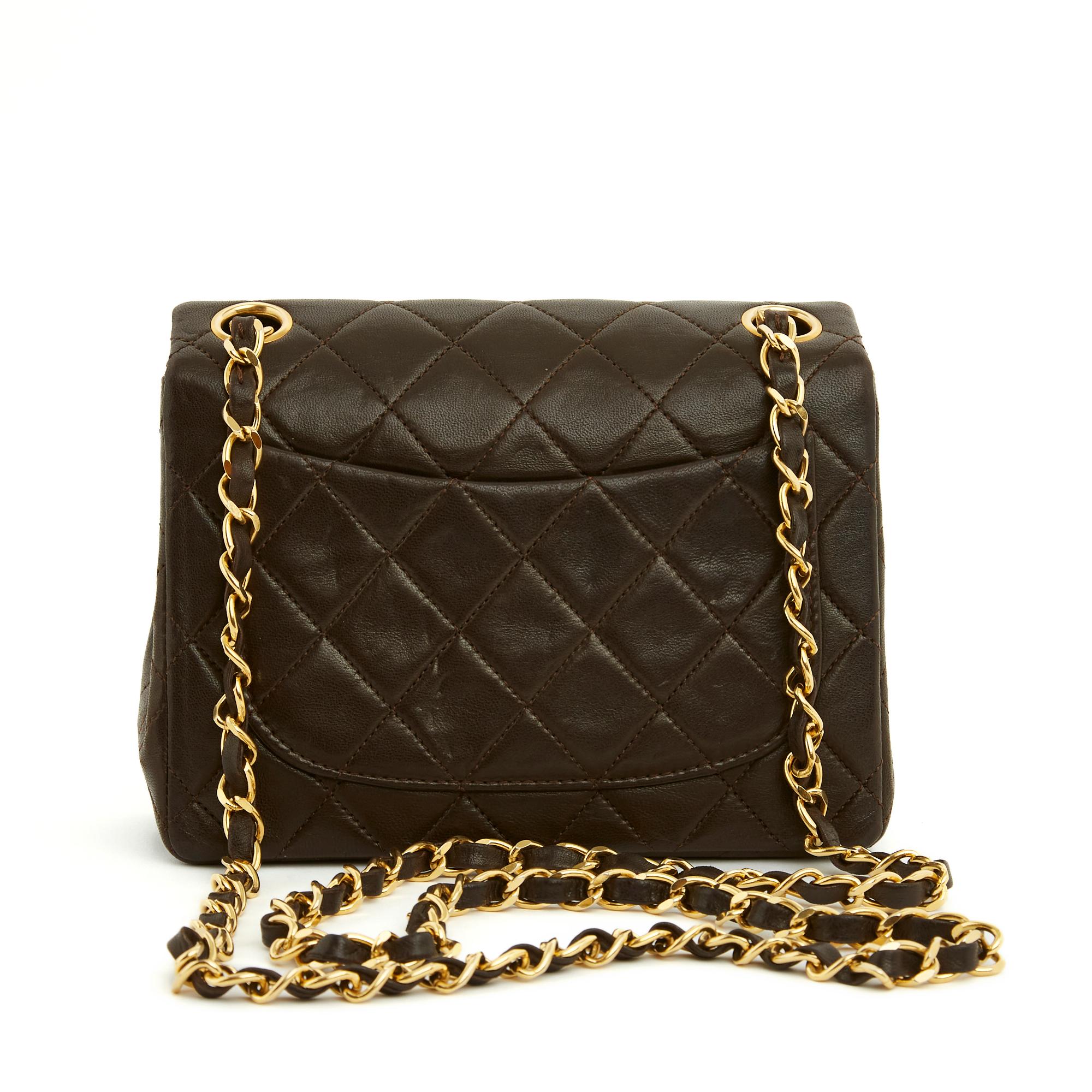 Women's or Men's Chanel Classique Mini Carre Dark Brown soft Leather