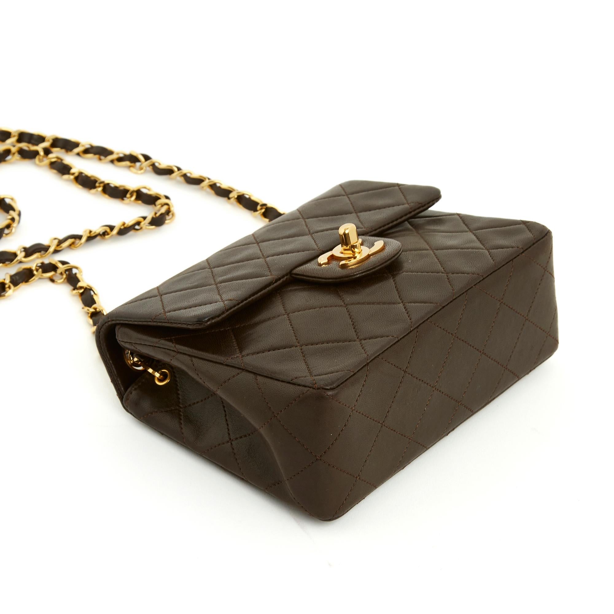 Chanel Classique Mini Carre Dark Brown soft Leather 1