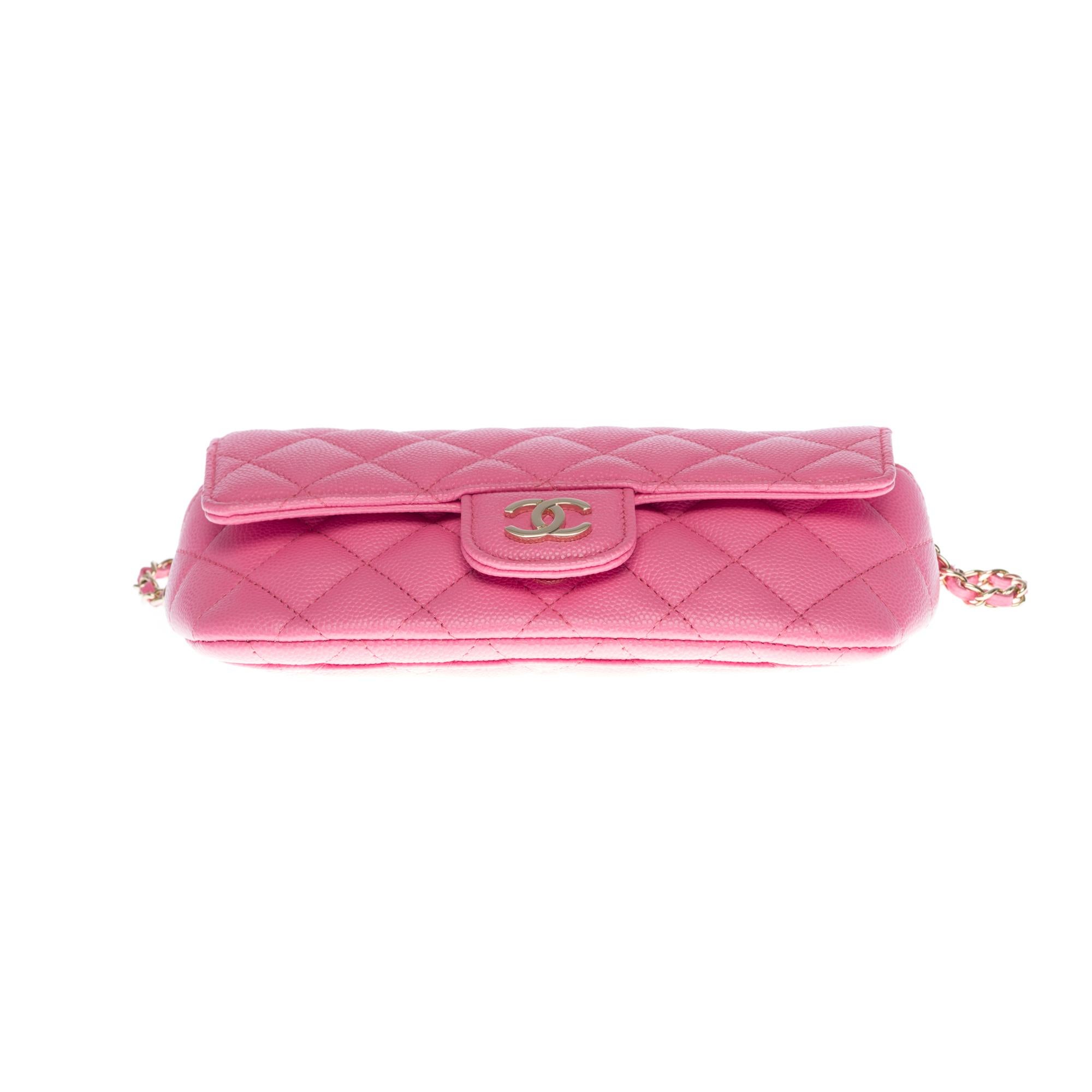 Women's Chanel Classique Sunglasses Bag/Case in pink caviar quilted leather, Champagne HW