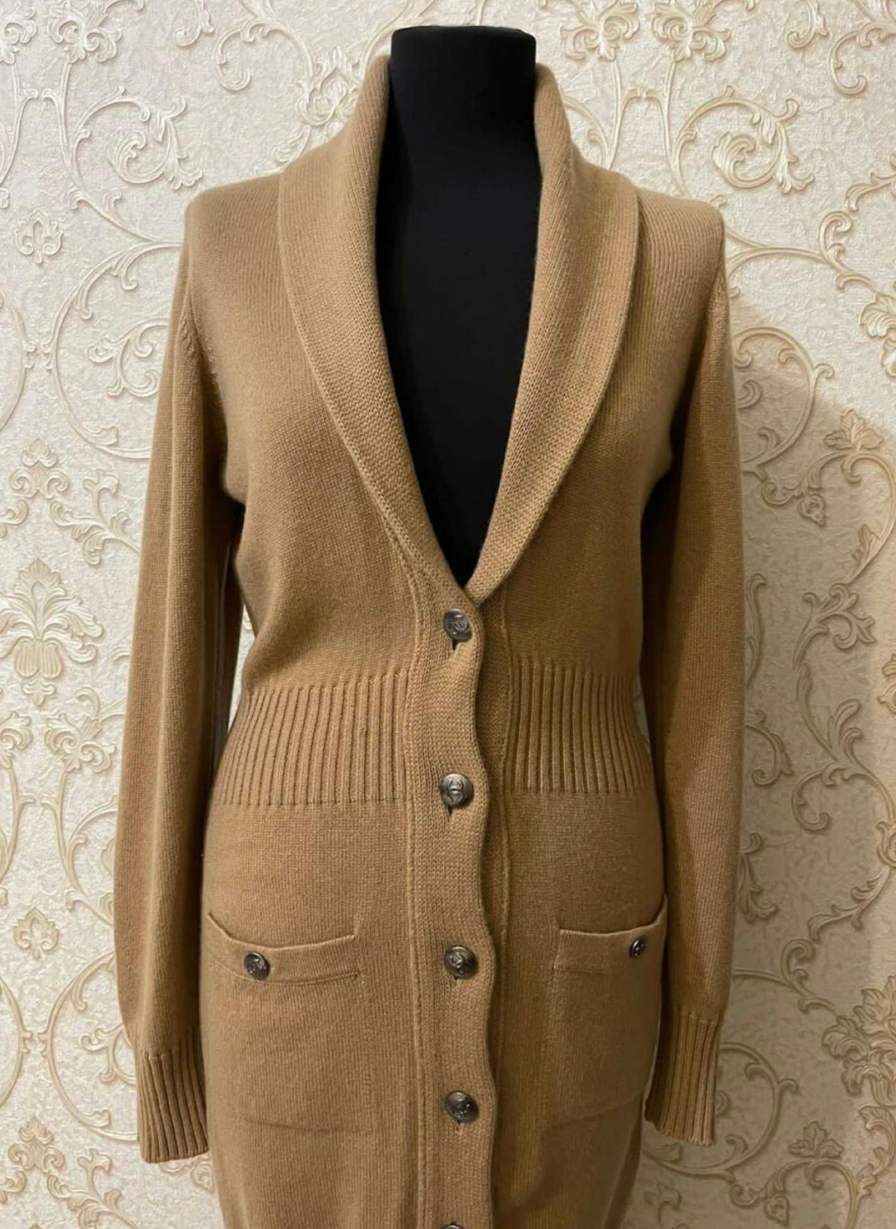 Chanel Claudia Schiffer Style Camel Cashmere Cardi Coat For Sale 1