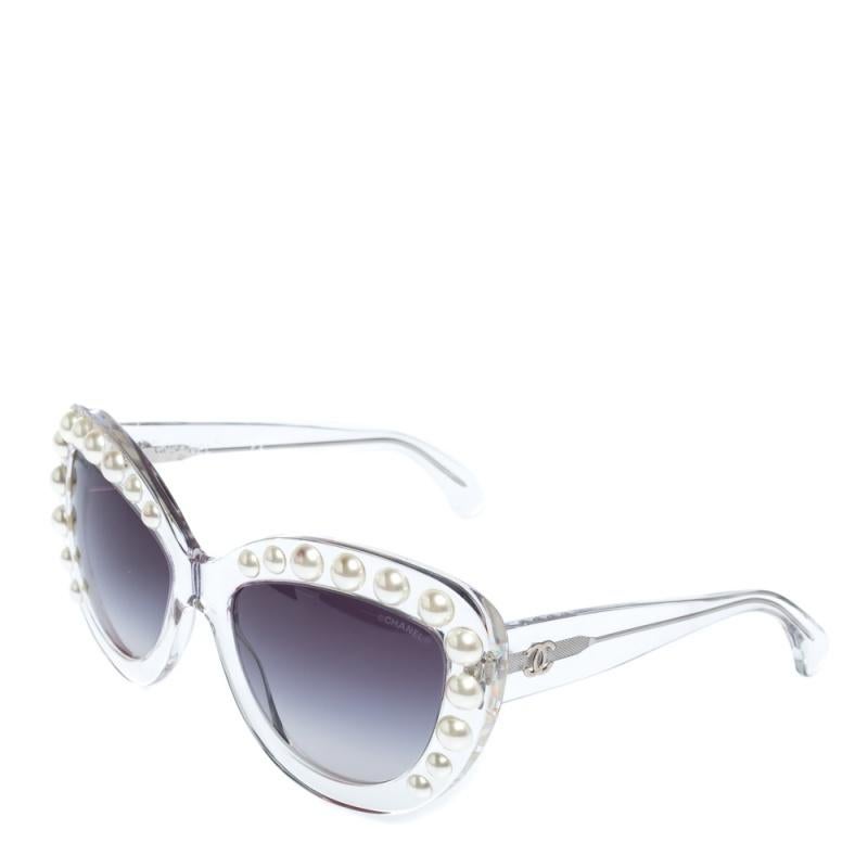 chanel cat eye sunglasses with pearls