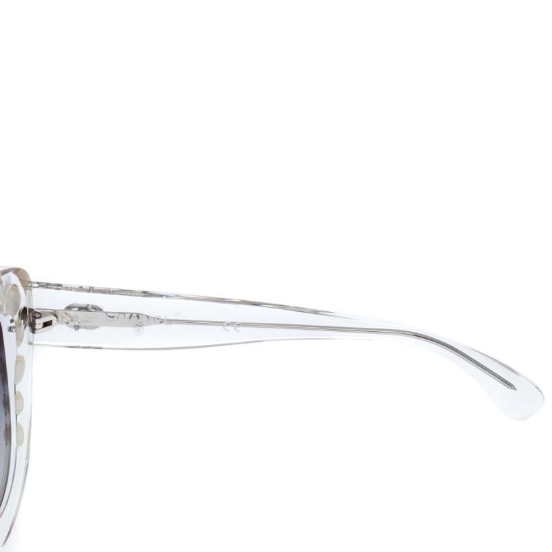 Gray Chanel Clear/Black Gradient 71096 Pearl Cateye Sunglasses