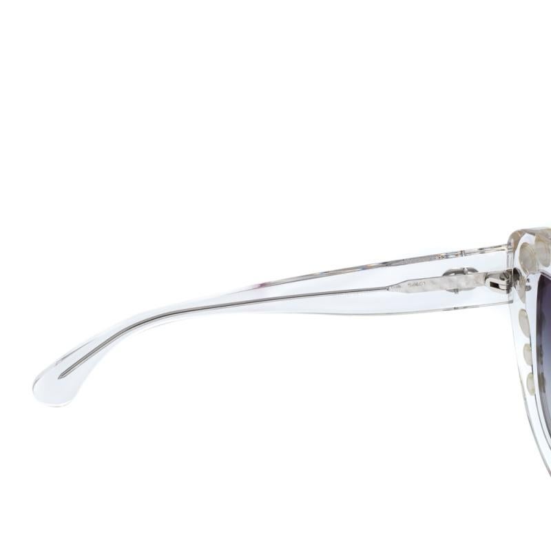 Chanel Clear/Black Gradient 71096 Pearl Cateye Sunglasses In Good Condition In Dubai, Al Qouz 2
